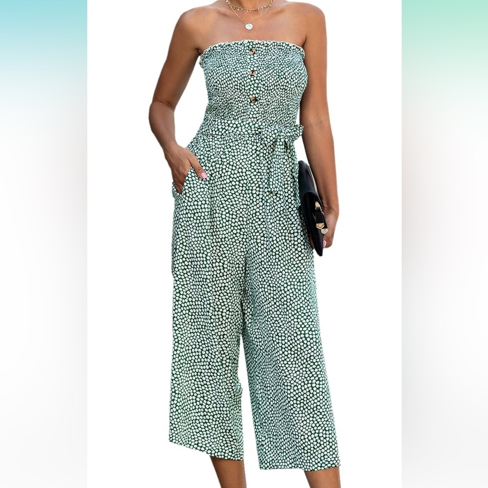 Women’s romper - green floral print